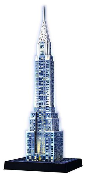 Imagem de Ravensburger Chrysler Building Night Edition 216 Peça 3D Quebra-cabeça para crianças e adultos - Tecnologia de clique fácil significa que as peças se encaixam perfeitamente