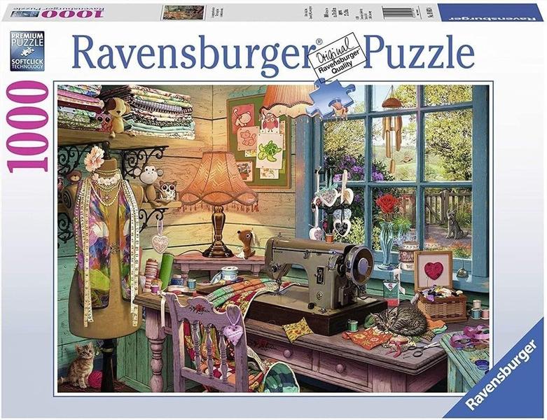 Imagem de Ravensburger The Sewing Shed 1000 Peça Quebra-cabeça para adultos  Cada peça é única, tecnologia softclick significa que as peças se encaixam perfeitamente, branco