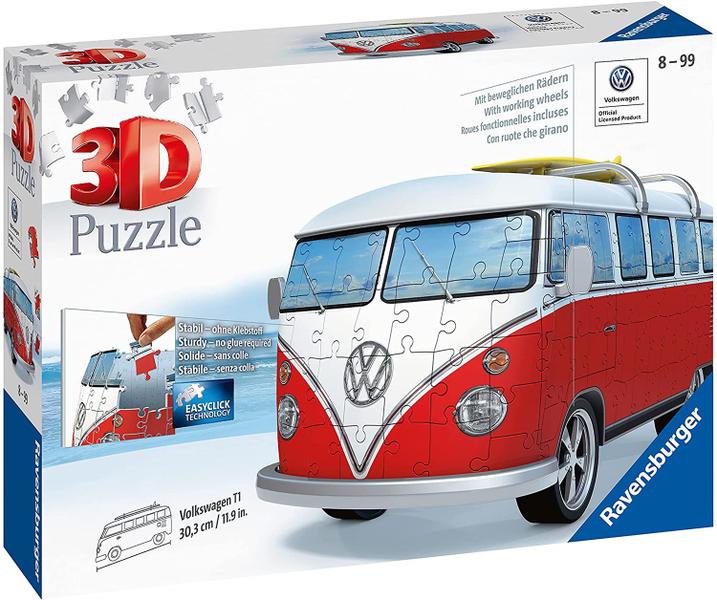 Imagem de Ravensburger Volkswagen T1 Campervan 162 Peça 3D Quebra-cabeça para crianças e adultos - Tecnologia de clique fácil significa que as peças se encaixam perfeitamente