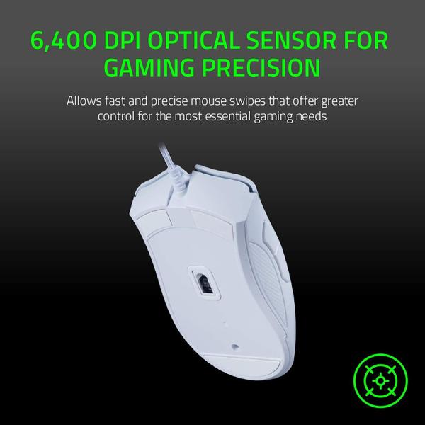 Razer DeathAdder Essential Gaming Mouse: Sensor óptico de 6400 DPI - 5 botões programáveis - Interruptores mecânicos - Punhos laterais de borracha - Branco mercúrio Imagem de Razer DeathAdder Essential Gaming Mouse: Sensor óptico de 6400 DPI - 5 botões programáveis - Interruptores mecânicos - Punhos laterais de borracha - Branco mercúrio