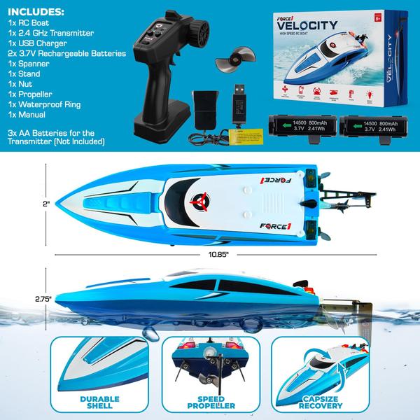 Imagem de RC Boat Force1 Velocity Blue Fast para piscinas e lagos