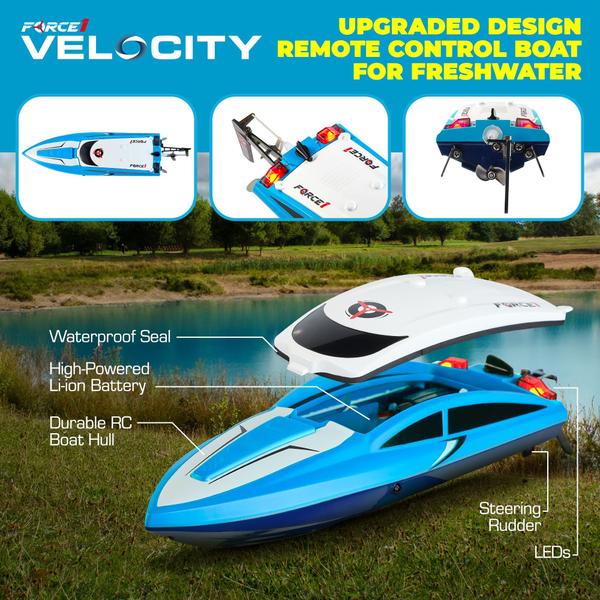 Imagem de RC Boat Force1 Velocity Blue Fast para piscinas e lagos