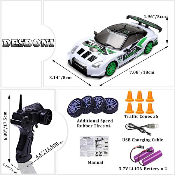 Imagem de RC Drift Car Desdoni 1:24 Scale 4WD 15KM/H de alta velocidade com LED