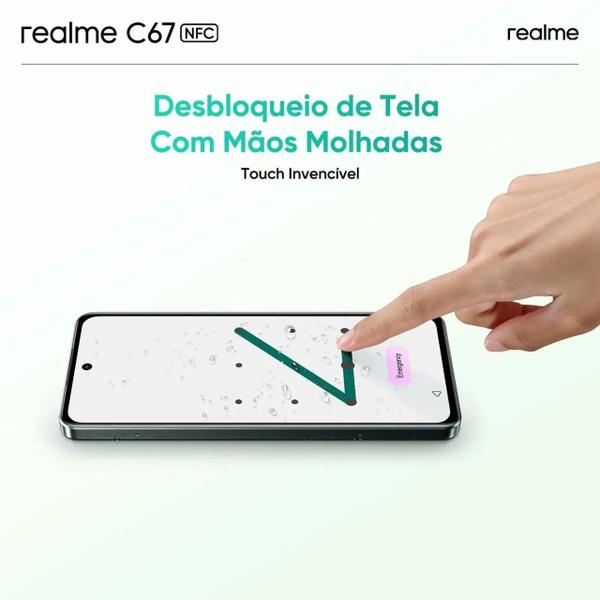 Imagem de Realme C67 - Smartphone 108MP, 256GB, 16GB RAM, Tela 6.74"  Resistente Água e Impacto  Dual SIM  Lançamento 2024