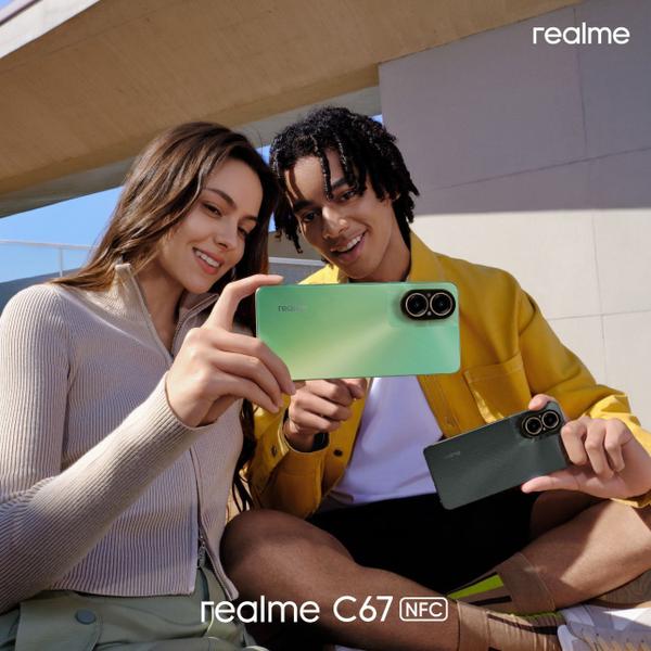 Imagem de Realme C67 - Smartphone 108MP, 256GB, 16GB RAM, Tela 6.74"  Resistente Água e Impacto  Dual SIM  Lançamento 2024