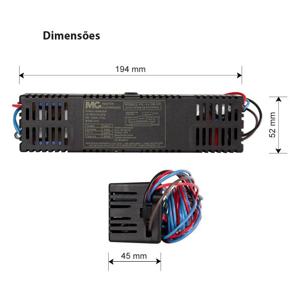 Imagem de Reator 2x100 220V   Para Lâmpadas UV