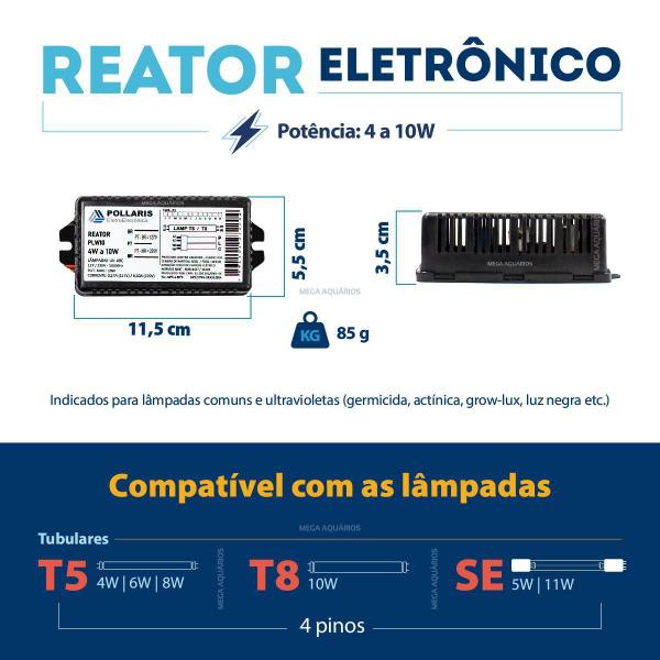 Imagem de Reator 4W 6W 8W 10W Lâmpada Luz Negra Neon 4 Pinos Pollaris