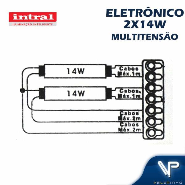 Imagem de Reator eletrônico intral p/lâmpada fluorescente 2x14w multitensão reh