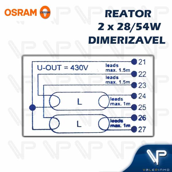 Imagem de REATOR ELETRÔNICO OSRAM DIMERIZÁVEL P/LÂMPADA FLUORESCENTE 2x28W 50W 54Wx220V QTI