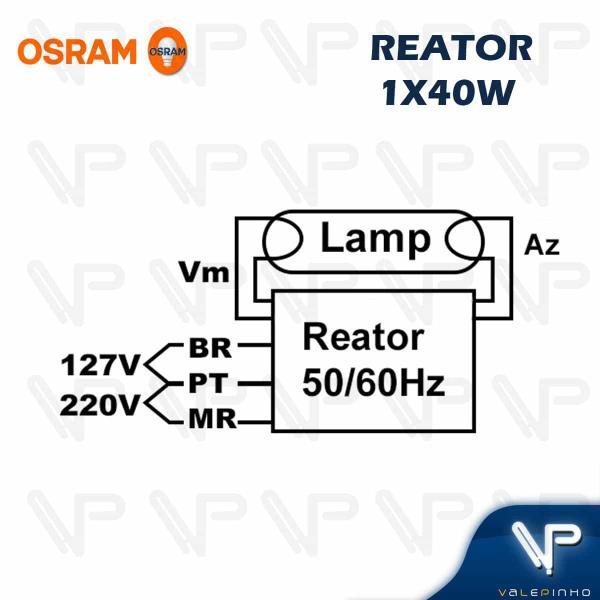 Imagem de REATOR ELETRÔNICO OSRAM P/LÂMPADA FLUORESCENTE 1x40WxBIV EZ-A  KIT10