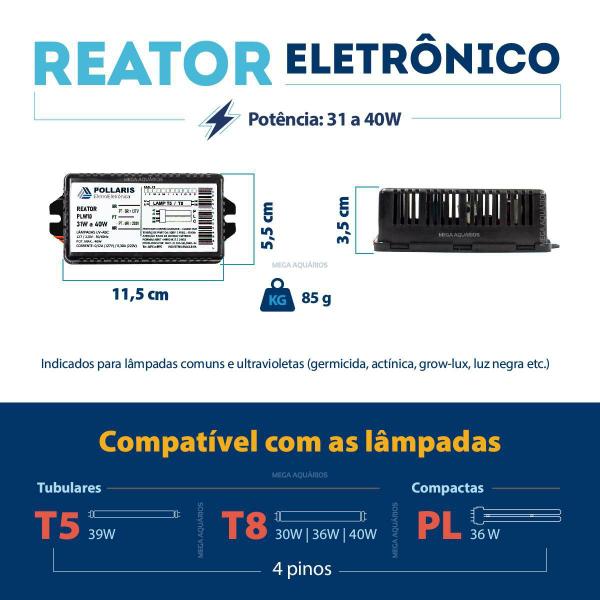 Imagem de Reator Lâmpada Actínica Germicida Luz Negra 36W 40W Pollar