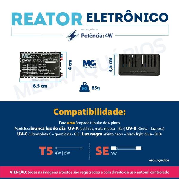 Imagem de Reator Lâmpada Uv 4W 6W Margirius Ultravioleta Fluorescente