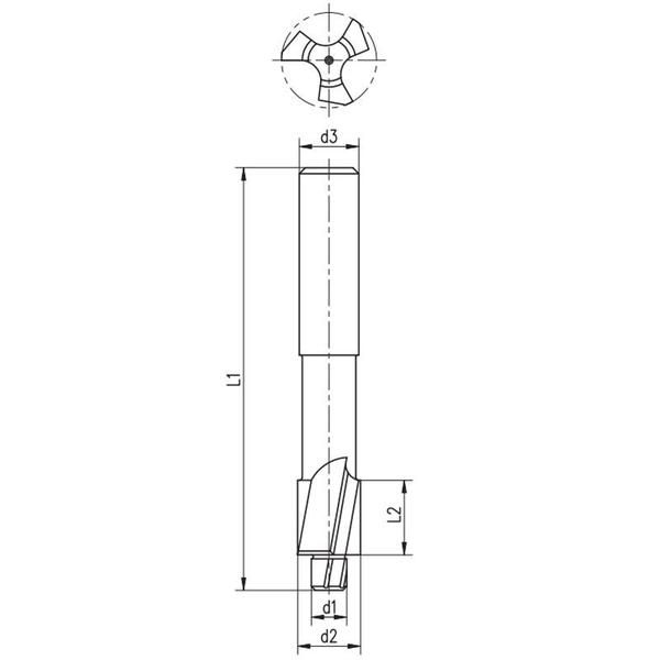 Imagem de Rebaixador Com Pino Guia Fixo - M 10 - Med. 18 mm x 8,5 mm - Haste Cilíndrica, Corte à Direita, DIN 373 - Aço Rápido HSS (M2) - Cód. 4301- INDAÇO