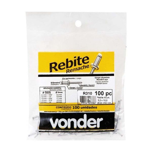 Imagem de Rebite Aluminio 3,2 X10,0mm 310 C/100 Pcs Vonder