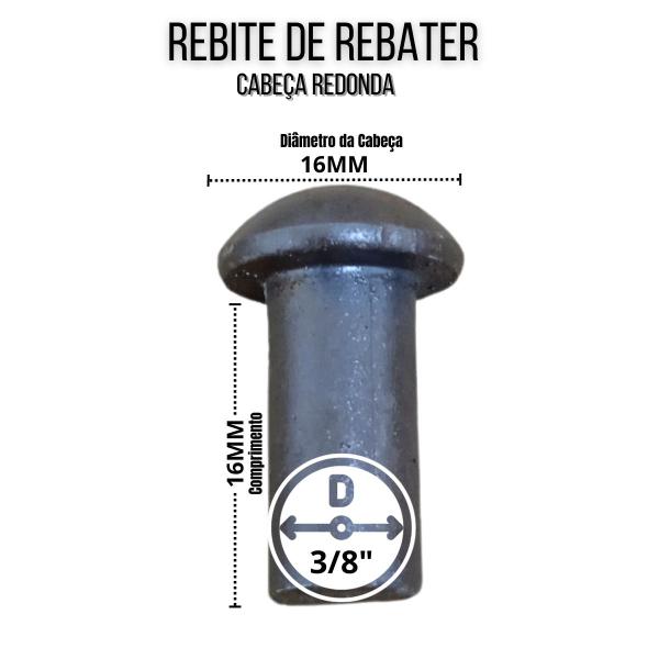 Imagem de Rebite de Rebater Maciço 3/8 x 5/8 Ferro Cabeça Redonda -1Kg