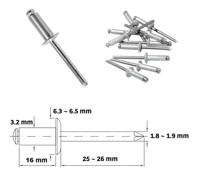 Imagem de Rebite Pop Repuxo Aluminio 316 (3.2 X 16) C/ 1000 Pçs