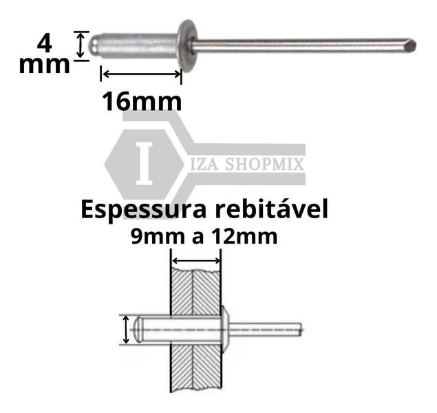 Imagem de Rebite Pop Repuxo Alumínio 416 - 4,0 X 16mm 1000 Peças