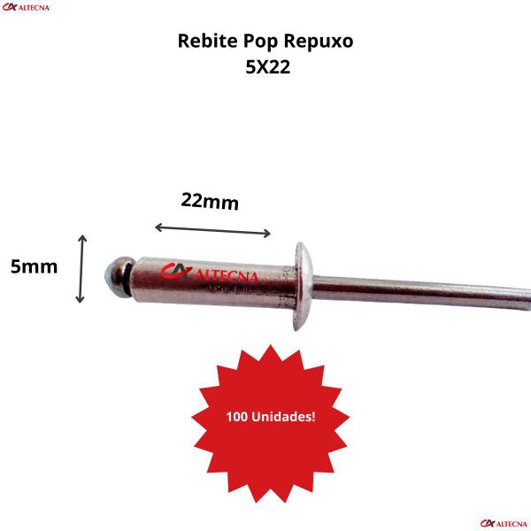 Imagem de Rebite Pop Repuxo Alumínio 522 - 4,8x22 Com 100 Unidades