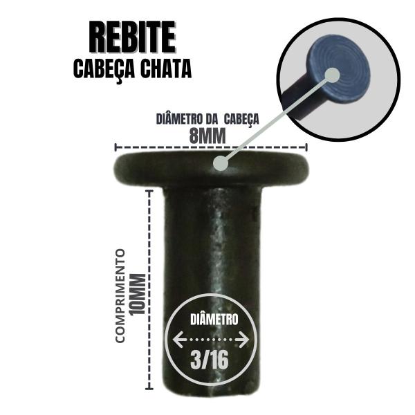 Imagem de Rebite Rebater 3/16 x 3/8" Ferro Maciço Cabeça Chata - 1 Kg