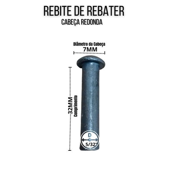 Imagem de Rebite Rebater Cabeça Redonda 5/32 x 1.1/4 Maciço Ferro -1Kg