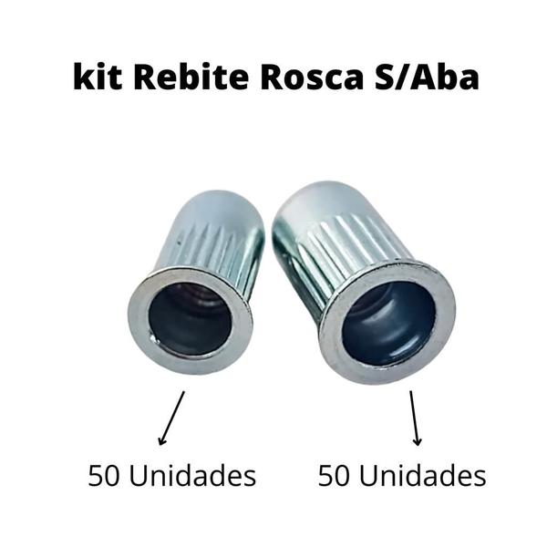 Imagem de Rebite Rosca Interna Cab Plana Aba Fina M4,M5 Zinc.C/100Unid