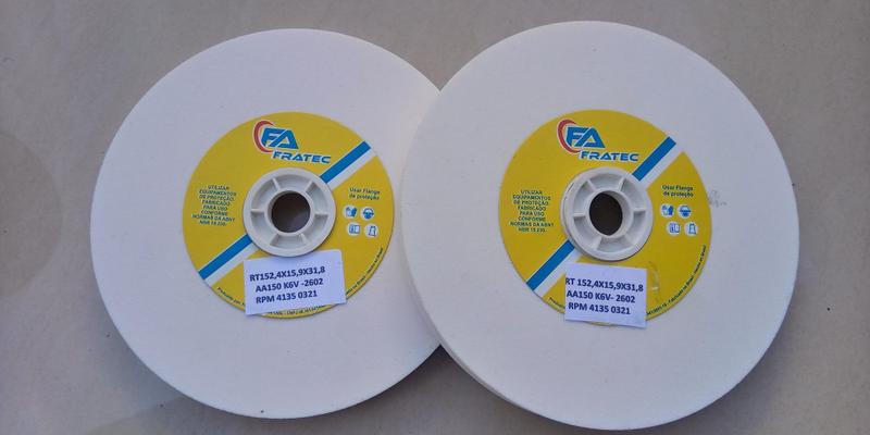Rebolo Esmeril P/afiação 152 x 16 X 31,8 BUCHA 12,7 Grão 150 - FRATEC Imagem de Rebolo Esmeril P/afiação 152 x 16 X 31,8 BUCHA 12,7 Grão 150