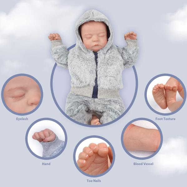 Imagem de Reborn Baby Doll BABESIDE, menino de vinil realista de 17 polegadas