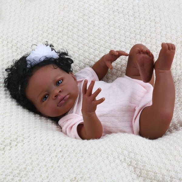 Imagem de Reborn Baby Doll CHAREX Black Realistic Girl de 20 polegadas com acesso.