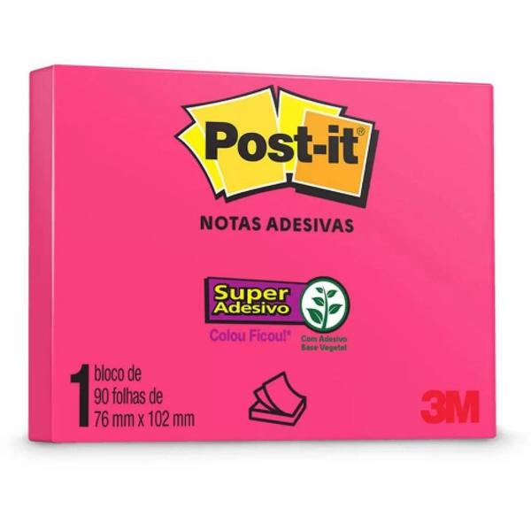 Imagem de Recado Post It 657 76 X 102 Rosa 90 Folhas 3M.