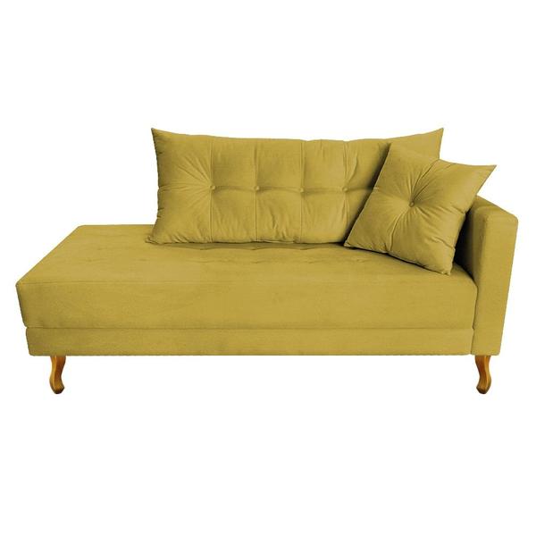 Imagem de Recamier Azura  140cm com Almofada Lado Esquerdo Suede Amarelo - Amarena Móveis