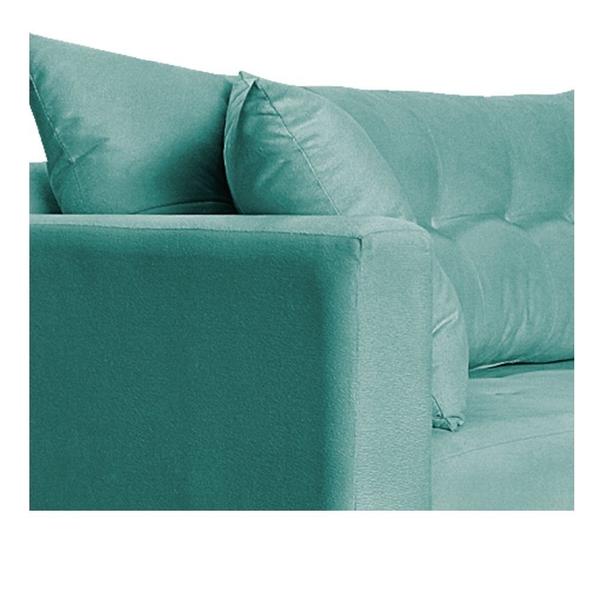 Imagem de Recamier Azura 160cm com Almofada Lado Direito Suede Azul Tiffany - Amarena Móveis