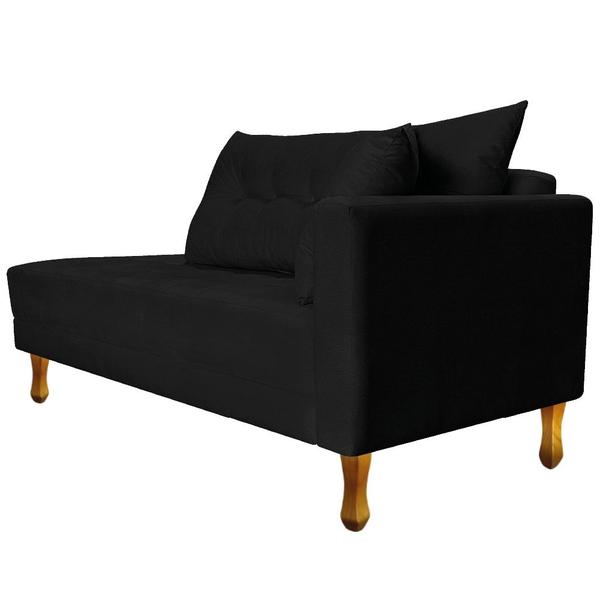 Imagem de Recamier Azura  160cm com Almofada Lado Esquerdo Suede Preto - Amarena Móveis