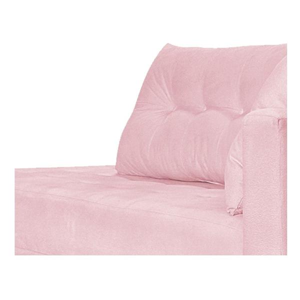 Imagem de Recamier Azura 160cm com Almofada Lado Esquerdo Suede Rosa Bebê - Amarena Móveis