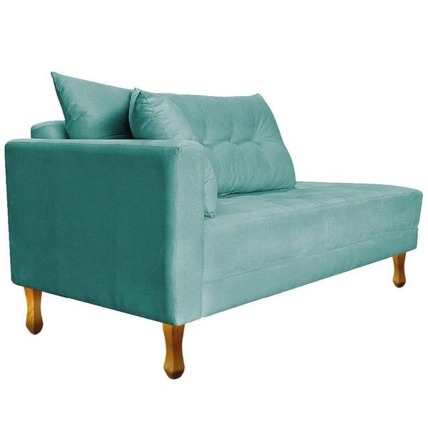 Imagem de Recamier Azura 185cm com Almofada Lado Direito Suede Azul Tiffany - Amarena Móveis