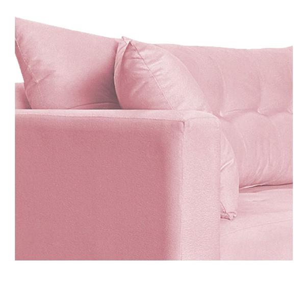 Imagem de Recamier Azura 185cm com Almofada Lado Direito Suede Rosa Bebê - Amarena Móveis