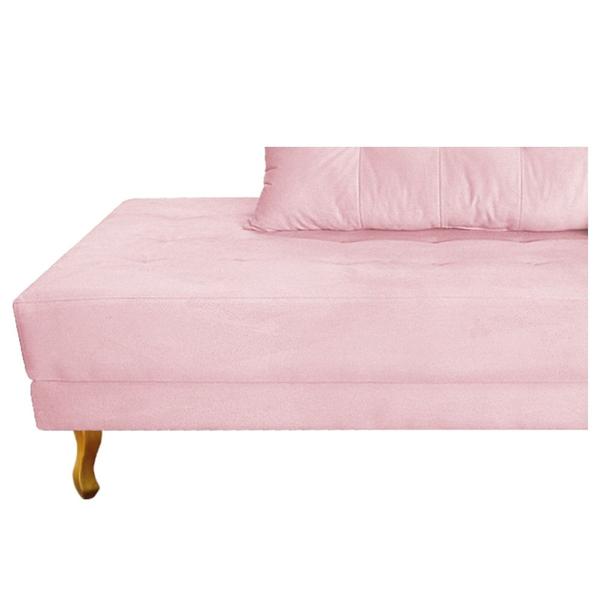 Imagem de Recamier Azura 185cm com Almofada Lado Esquerdo Suede Rosa Bebê - Amarena Móveis