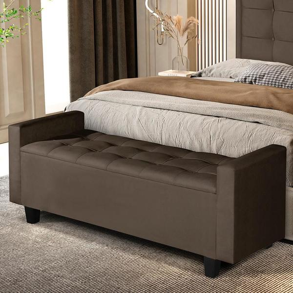 Imagem de Recamier Banco Baú Quarto Mirk 150cm Suede Pavia