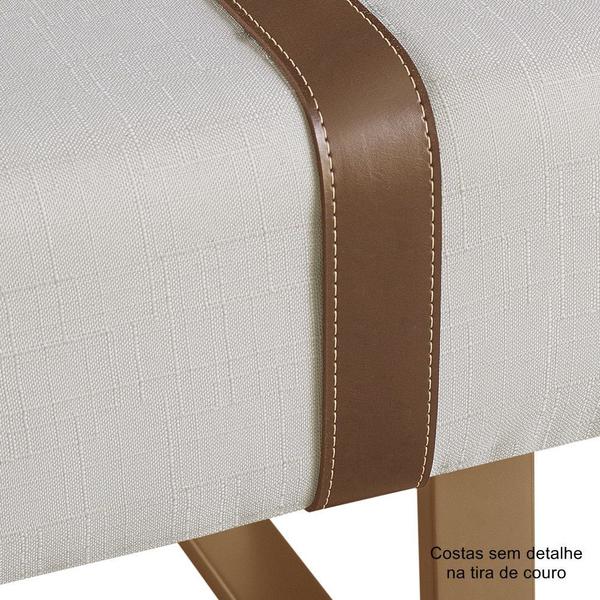 Imagem de Recamier Banco Puff Londres Linho Off White/Caramelo 1,40m