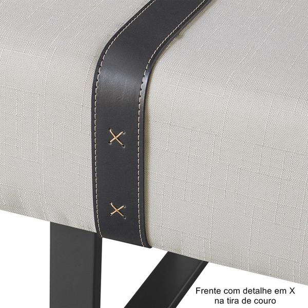 Imagem de Recamier Banco Puff Londres Linho Off White/Preto 1,60m