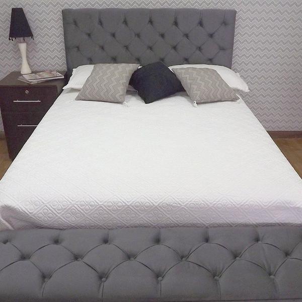 Imagem de Recamier Baú Capitonê Cinza Suede Liso King 180 X 37 X 50