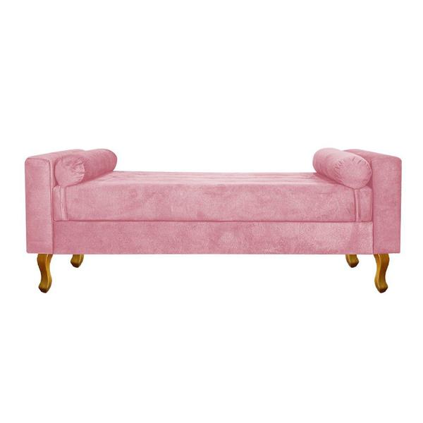 Imagem de Recamier Baú Félix Casal 140cm Suede Rosa Bebê - Doce Sonho Móveis