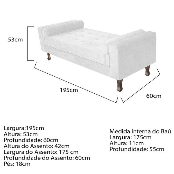 Imagem de Recamier Baú Félix King Size 195 cm Sintético- Amarena Móveis