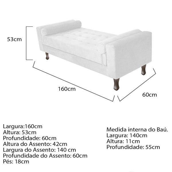 Imagem de Recamier Baú Félix Queen Size 160 cm Sintético - Amarena Móveis