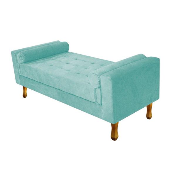 Imagem de Recamier Baú Félix Queen Size 160cm Suede Azul Tiffany - ADJ Decor