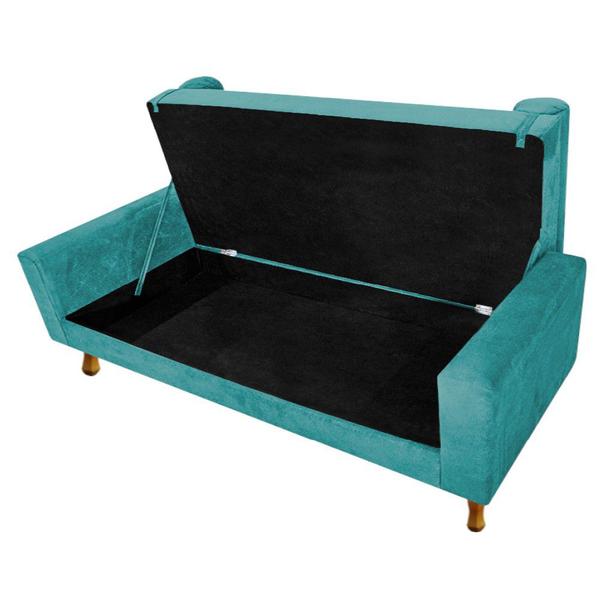 Imagem de Recamier Baú Félix Queen Size 160cm Suede Azul Turquesa - Doce Sonho Móveis