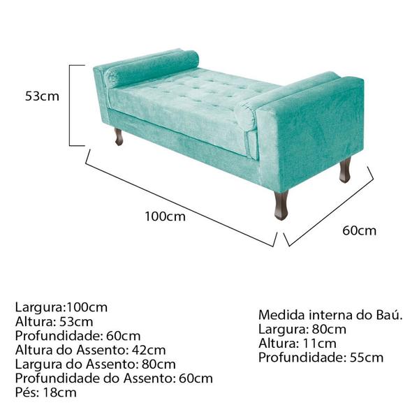 Imagem de Recamier Baú Félix Solteiro 100 cm Suede - Amarena Móveis