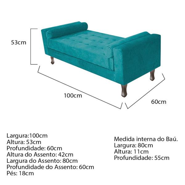 Imagem de Recamier Baú Félix Solteiro 100 cm Suede - Amarena Móveis