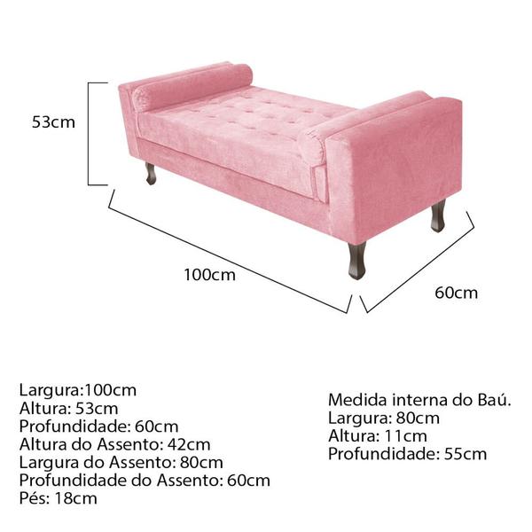 Imagem de Recamier Baú Félix Solteiro 100 cm Suede - Amarena Móveis