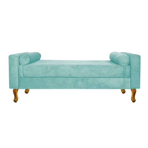 Imagem de Recamier Baú Félix Solteiro 120cm Suede Azul Tiffany - Doce Sonho Móveis