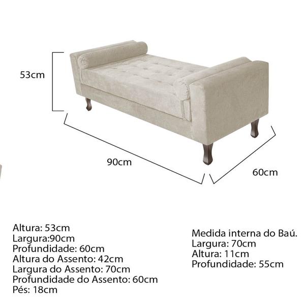 Imagem de Recamier Baú Félix Solteiro 90 cm Suede - Amarena Móveis